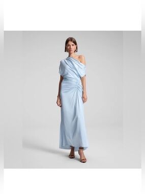 a.l.c. moira pleated halter maxi dress Moira Satin Pleated Maxi Dress